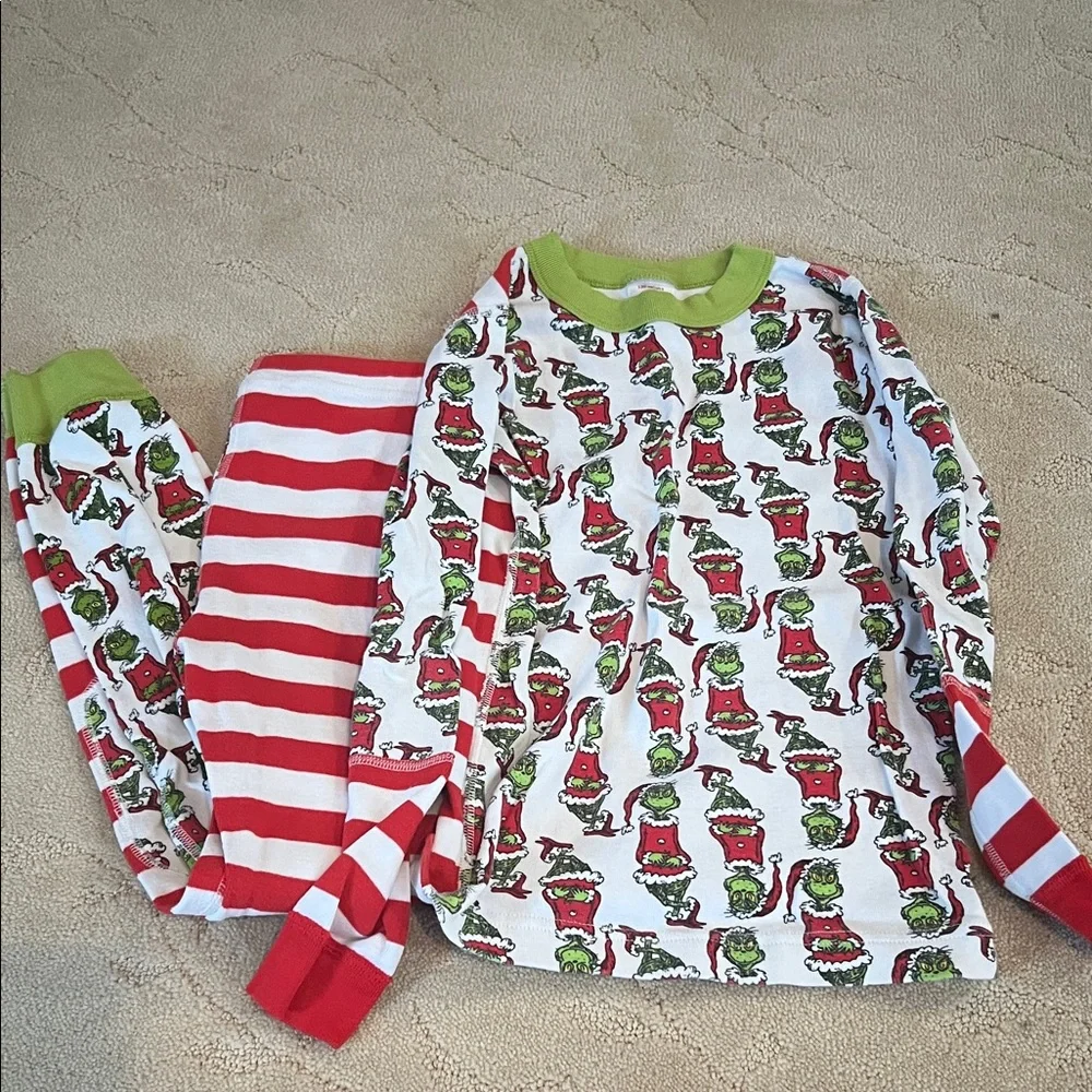 Hanna Andersson Dr. Seuss Grinch Long John Pajama Set Grinch Mix It Up Size 8